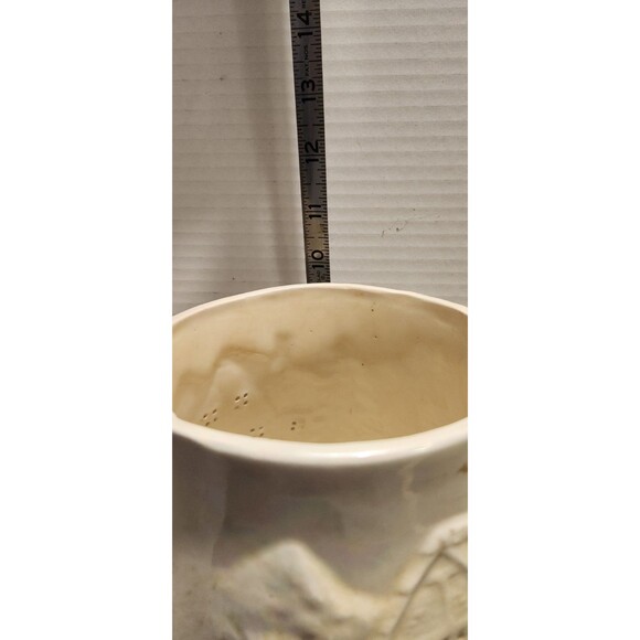 Vintage Iridescent Lusterware Vase – Cottage Scene Relief 10” Ceramic - Picture 7 of 11